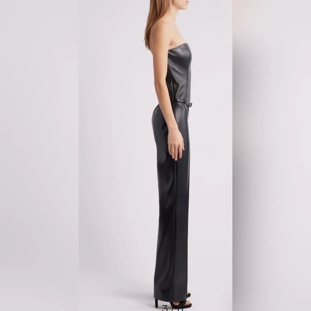 NEW Amanda Uprichard Black Uptown Amoret Faux Leather Jumpsuit | Sz XS - Picture 7 of 14